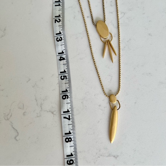 Madewell Unique Modern Adjustable Layered Matte Gold Pendant Necklace- NWOT - Picture 8 of 8